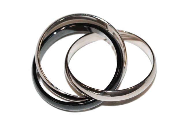 カルティエ K18WG/ブラックセラミック トリニティ ブラック＆ホワイトリング 指輪  B40957[1]