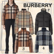 バーバリー チェッククロップトパファージャケット ダウン 偽物 4色 80447301​