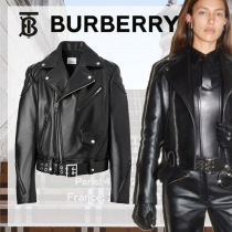 【新デザイン】バーバリー 偽物 ダイアモンドキルティングパネル レザー バイカージャケット 80649021