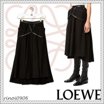 ロエベ コピー レザーウエストバンドミディフレアスカート S359344XAN