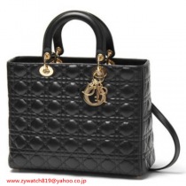 ディオールスーパーコピーレザーハンドバッグ（２ＷＡＹ仕様）ブラック×ゴールド cal44560