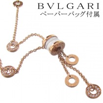 ブルガリ ネックレス B-ZERO1 ダイヤ ホワイトセラミック K18 PG ネックレス ピンクゴールド CL856019