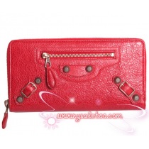 バレンシアガ コピーGIANT CONTINENTAL ZIP ラウンドファスナー長財布 COQUELICO(レッド) ピンクゴールド金具金具 253053 D940O- 6411