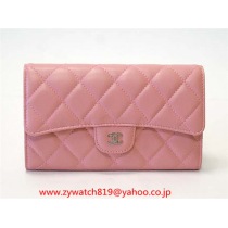 シャネル偽物財布 マトラッセ3つ折り長財布 ピンク A31506