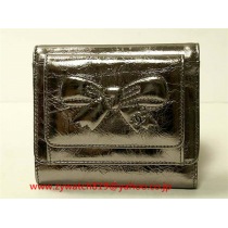 シャネルブランドコピー　メタリックリボン財布　ブロンズシルバー　A46895