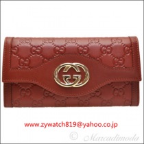 グッチ長財布 コピー 財布 二つ折り長財布 レディース シマレザー ブラウンレッド 282434aa61g6319