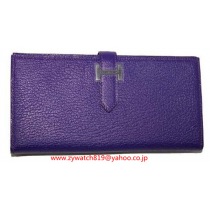 エルメススーパーコピーブランド　ベアンスフレ（マチ付き）長財布　シェーブル　アイリス/シルバーHER-112