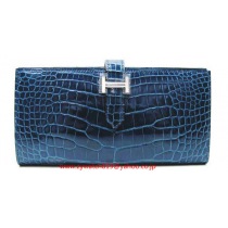 エルメス スーパーコピーブランド ベアンスフレ（二つ折り長財布）アリゲーター/ブルーロイHER-083