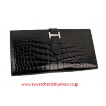 エルメススーパーコピーブランド ベアン二つ折長財布アリゲーター/ブラック HER-061