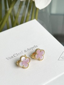 ヴァンクリーフ女性偽物コピーピンクマザーオブパール 四つ葉のクローバー イヤリング 356088
