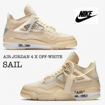 ナイキ オフ ホワイト スニーカー コピー ウィメンズ エアジョーダン ４ レトロ セイル コラボ x Off-White Wmns Air Jordan 4 Retro Sail CV9388-100