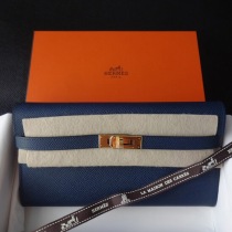 エルメス 稀少なケリーウォレット★ネイビーXゴールド金具★即発 9072526